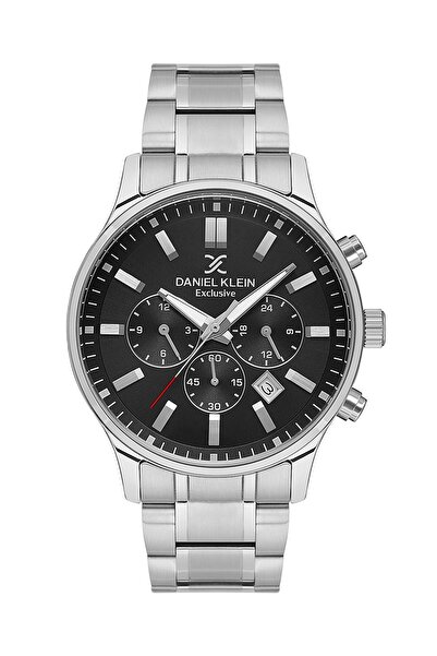 Daniel Klein Gümüş Siyah Fonksiyonlu Takvimli Mat Parlak Çizgi Detaylı Çelik ...