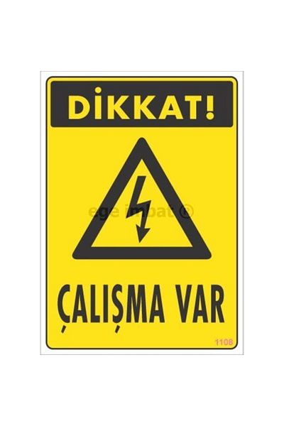Angoravi Attention Working Warning Sign 17.5x25 CODE:1108