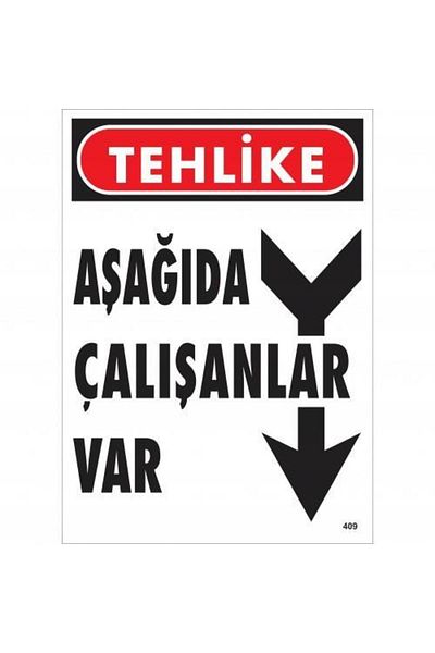 Wovna Danger Below Workers Warning Sign 25x35 CODE:409