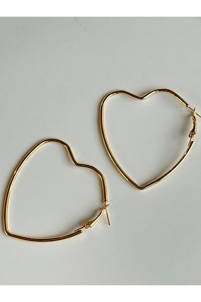 Lavian Accessories Gold Color Heart Cut Hoop Earrings
