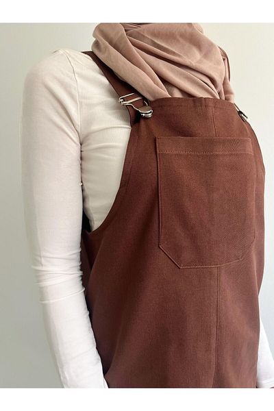 FREYA MODA Brown Overalls - with Front Kangaroo Pocket and Comfortable Cut