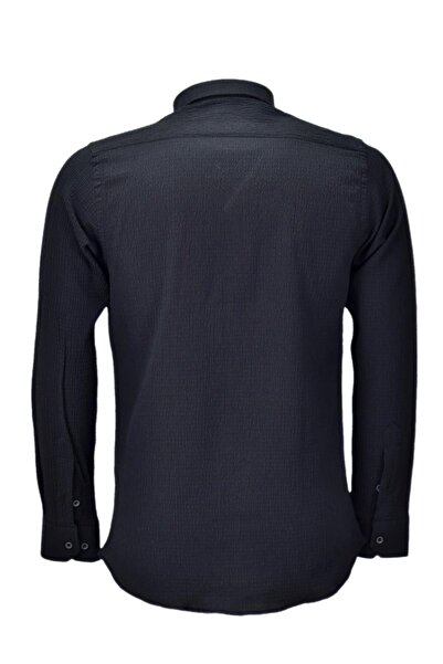 ADVANTE Men's Silim Fit Sports Seersucker Long Sleeve Shirt Bgl-St03898