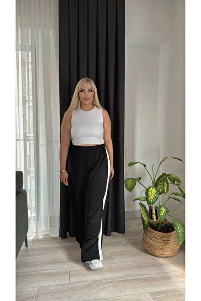 Butik Nilyam Large Size Striped Black Trousers - 21070