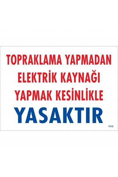 Wovna Electricity Supply Without Grounding Prohibited Rain Warning Sign 25x35 CODE:891