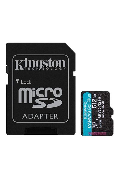 Kingston Sdcg3-512gb 512gb Microsdxc قماش الذهاب بلس 170r A2 U3 V30 بطاقة الذاكرة Adp