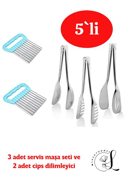 LUCKYHOMES Potato and Apple Slicer Set - Serving Tongs and Chips