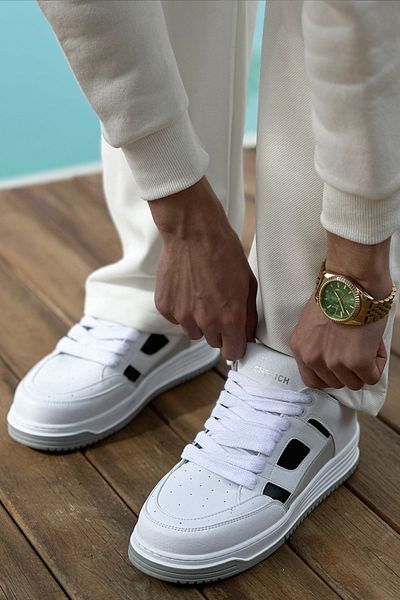 Paolo Zaccardi P2410 Avax pantofi pentru bărbați - talpă ortopedică, piele casual, pantofi sport CBT alb/negru