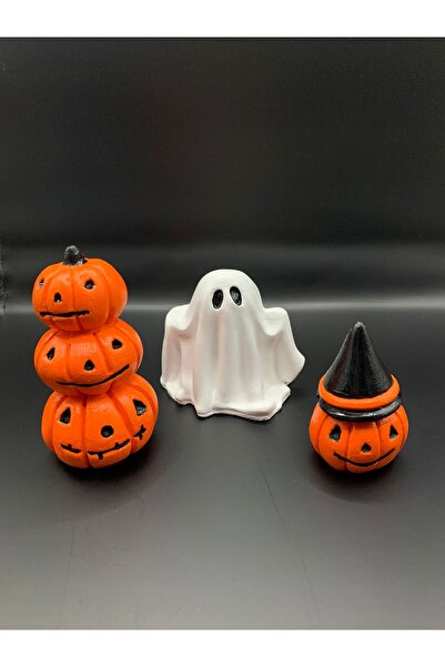 renklidüşler Halloween 2 Adet Jack Pumpkin ve 1 Adet Hayalet Dekoratif Obje v...