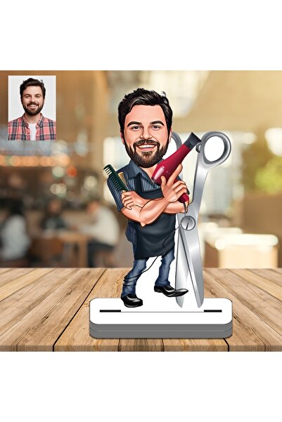 Genel Markalar Bay Kuaför Berber 3D Ahşap Biblo,Sevgiliye Hediye,Doğum Günü Hediyesi
