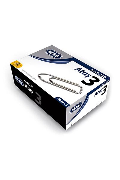 Mas Paper Clip No:3 - Nickel Plated, Super Quality 100 Pieces (3 Boxes)