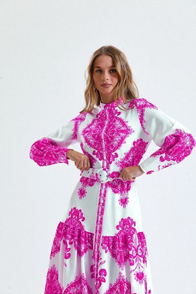 WellWay Rochie din stofă Atlas (curea inclusă) - roz NHN84