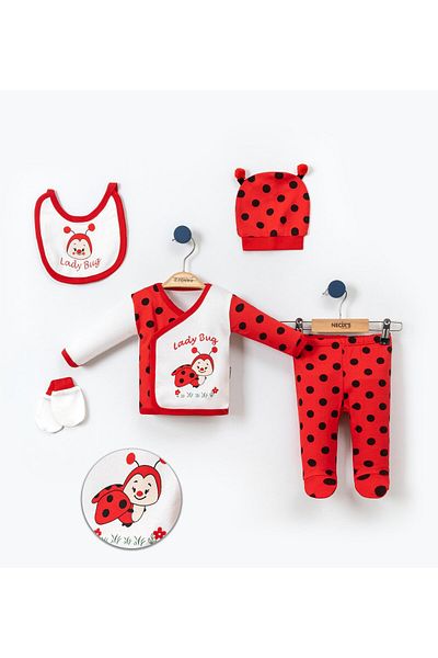 Necix's Unisex Baby Ladybug 5-Piece Hospital Exit Set
