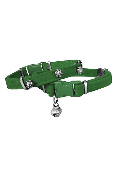 Wovna Velvet Cat Collar with Snowflakes 20-32 cm Green
