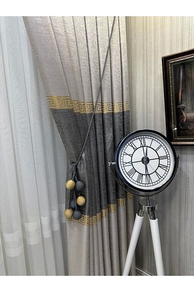 NİVEMESHOME Nivemeshome Salda Gray V-2002 - 1/3 Close Pleated Apm Background Curtain