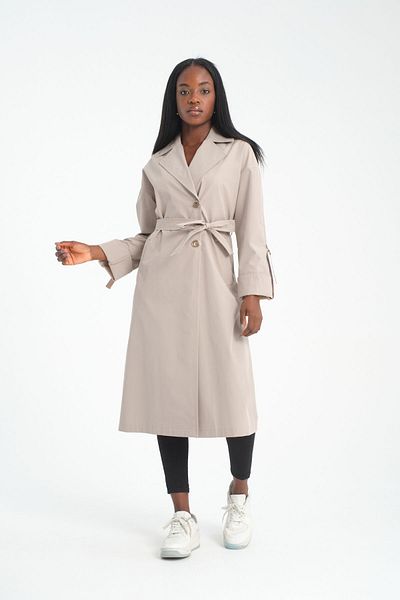 Soydan Güner Waterproof Wrinkle-Free Unlined Medium Summer Trench Coat Stone 7260