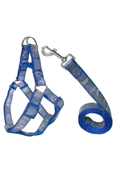 Angoravi Dog Chest Collar Set Reflective Camouflage Patterned 120 Cm-40 Cm-56 cm Blue