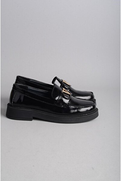 SEÇ KUNDURA Seç 560 Genuine Leather Black Patent Leather Masculine Buckle Shoes