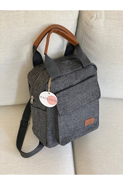 BAGLOVİS YANLARI CEP DETAYLI KADIN EL VE SIRT ÇANTASI