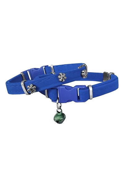 K&A Velvet Cat Collar with Snowflake 20-32 cm Blue