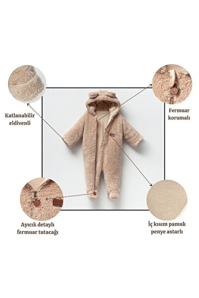 Kuarks Unisex Bebek Welsoft Penye Astarlı Kendinden Eldivenli Bebek Astronot Kozmonot Tulum, Bebek Montu