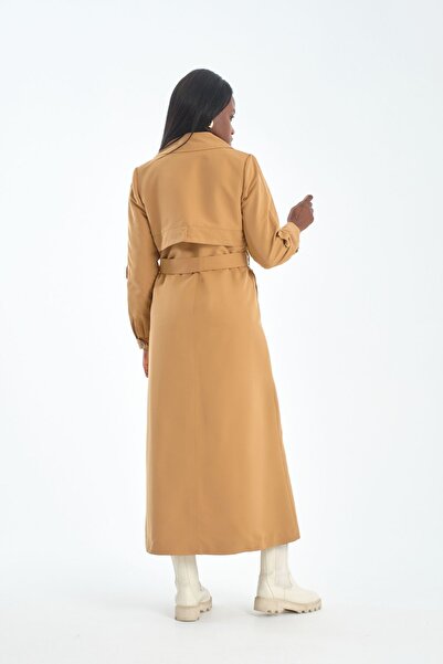 Soydan Güner Su Geçirmez Kırışmaz Uzun Trençkot Camel ( 135 Cm) 3920