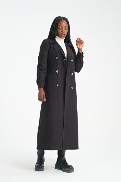 Soydan Güner Su Geçirmez Kırışmaz Uzun Trençkot Siyah( 135 Cm) 3920