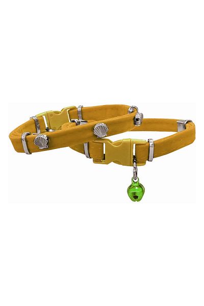 Wovna Velvet Cat Collar with Mussel 20-32 cm Yellow