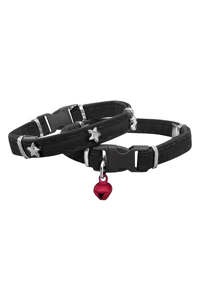 Wovna Velvet Cat Collar with Stars 20-32 cm Black