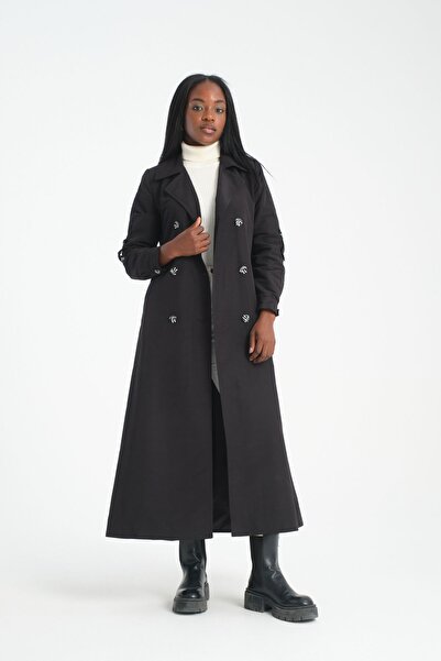 Soydan Güner Su Geçirmez Kırışmaz Uzun Trençkot Siyah( 135 Cm) 3920