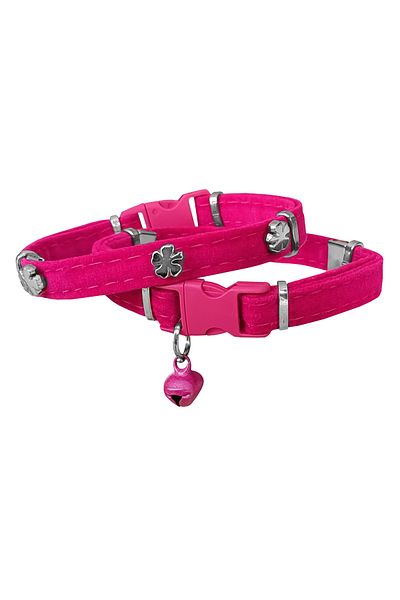Angoravi Velvet Cat Collar with Clover 20-32 cm Pink