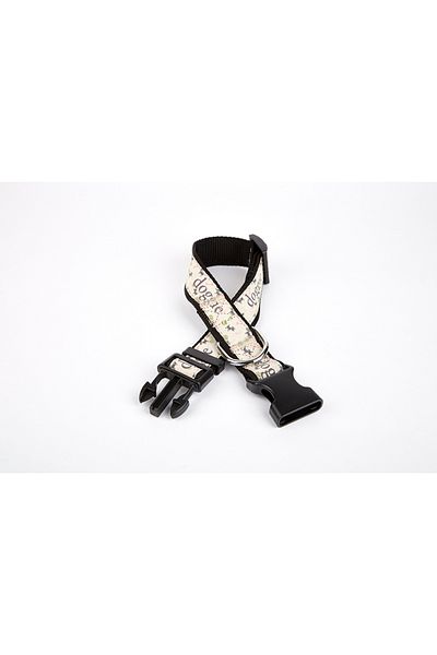 NLB TİCARET Dog and Paw Patterned Woven Dog Collar 3 cm x 36-60 cm Black