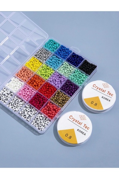Genel Markalar 24 lü Kutu Kum Boncuk  ve Harf Boncuk Takı Yapma Hobi Seti
