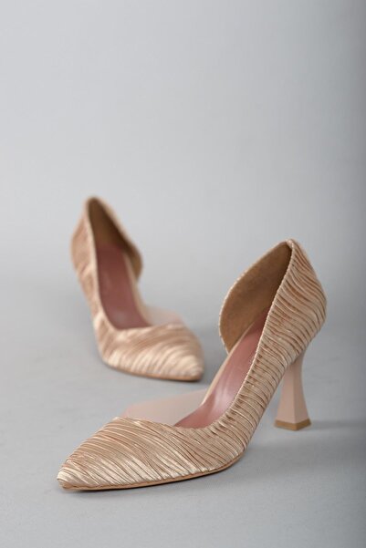 SEÇ KUNDURA SEÇ 754 ПРОЗРАЧНИ ДЕТАЙЛНИ ОБУВКИ С ТЪНКИ ТОКОВЕ (9 см) БАЛ САТИН