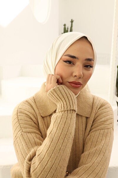 Silk Home Aerobin 36802 Model Cream Colored Plain Scarf