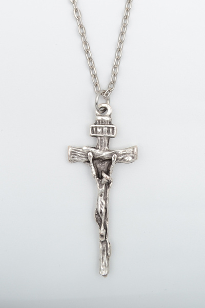 Genel Markalar Hz. İsa Haç Gümüş Kaplama Unisex Düz Zincir Kolye kod 869