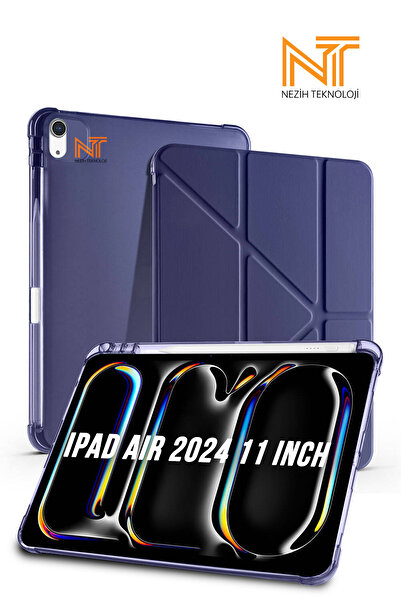 Nezih Case Apple Ipad Air M2 / M3 11'' 2024 / 2025 Kalem Bölümlü Standlı Uyku...