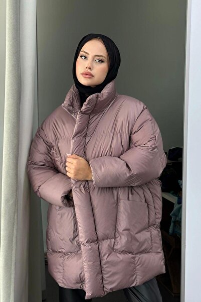 Şule Giyim Надувний пуховик з кишенями, колір троянди