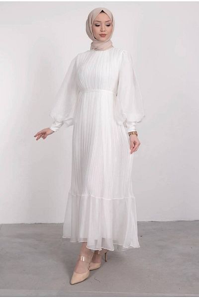 BestShopping Janjan Pleated Dress White Wedding Dress