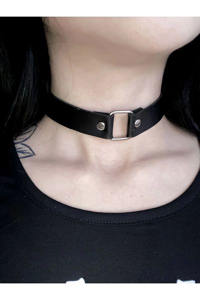 DarkellaStore Square Ring Leather Choker Neck Collar