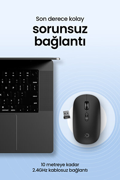 Daxi MX200 Sessiz Kablosuz Mouse 2.4GHz Wireless - Ayarlanabilir Mouse Hassasiyeti - Tak Çalıştır