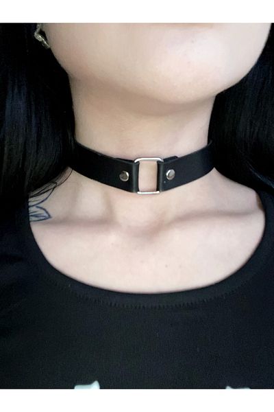 DarkellaStore Square Ring Leather Choker Neck Collar