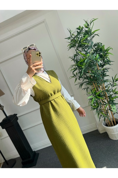 Nisa Nalbantoğlu Yağ Yeşili Tüvit Tesettür Jile