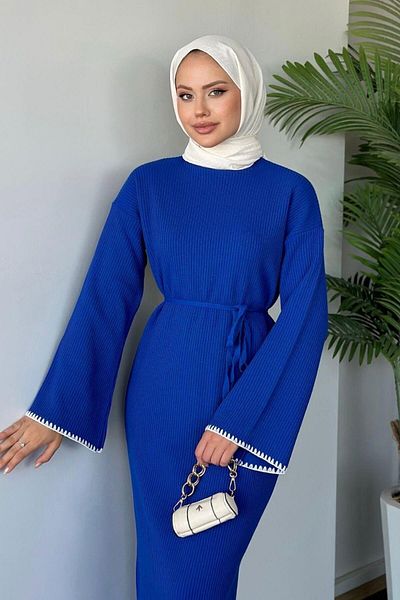 Şule Giyim Zeynep Knitwear Dress Saks