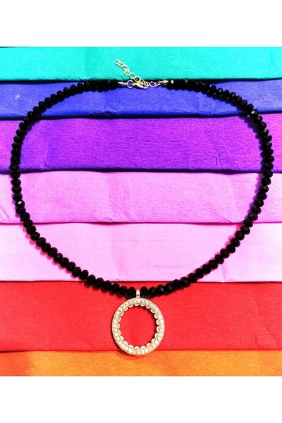Tralles Takı Copy - Framed Crystal Necklace Suitable for Fitting Half Gold