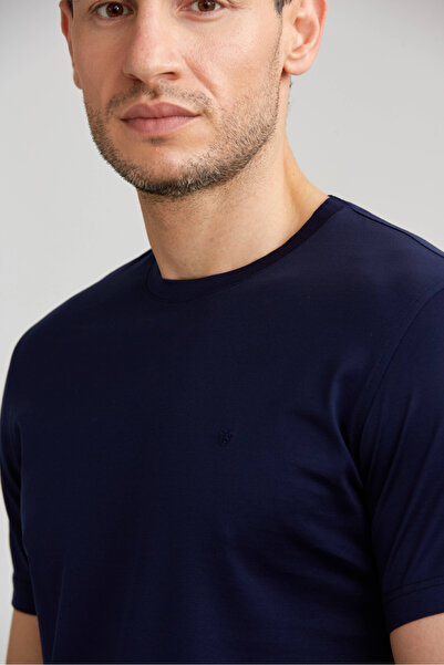 Bisse Süprem Kumaş O Yaka Lacivert Erkek T-Shirt
