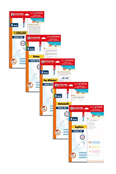 ÖZDEBİR YAYINEVİ Özdebir Yayınları 8.Sınıf Yaprak Test Seti 6 Ders