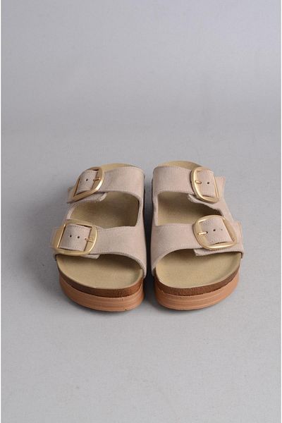 SEÇ KUNDURA Seç 7774 Genuine Leather Women's Slippers - Mink Suede