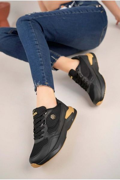 Kocamanlar Ayakkabı Lambırlent 9937 Sneaker Unisex Sports Shoes BLACK-YELLOW