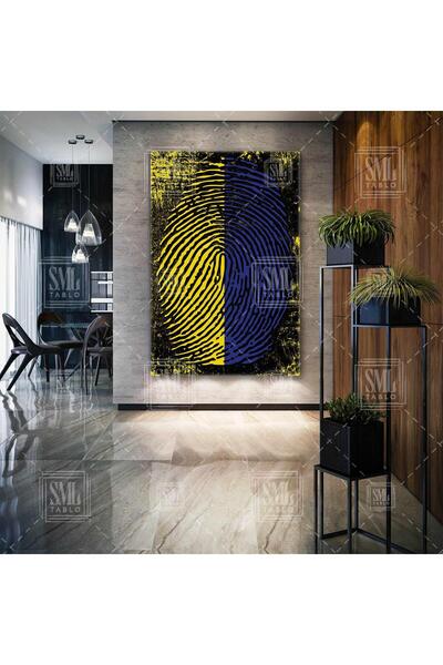SML TABLO Sarı Lacivert Parmak İzi Fener Bahçe Fanatik Taraftar Dikey Kanvas ...