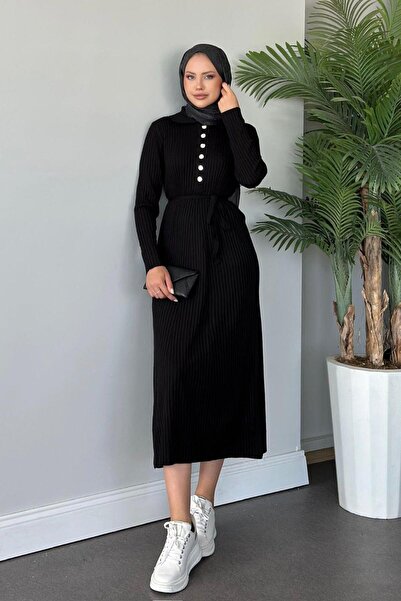 Şulemoda Giyim Μαύρο πλεκτό φόρεμα Madonna